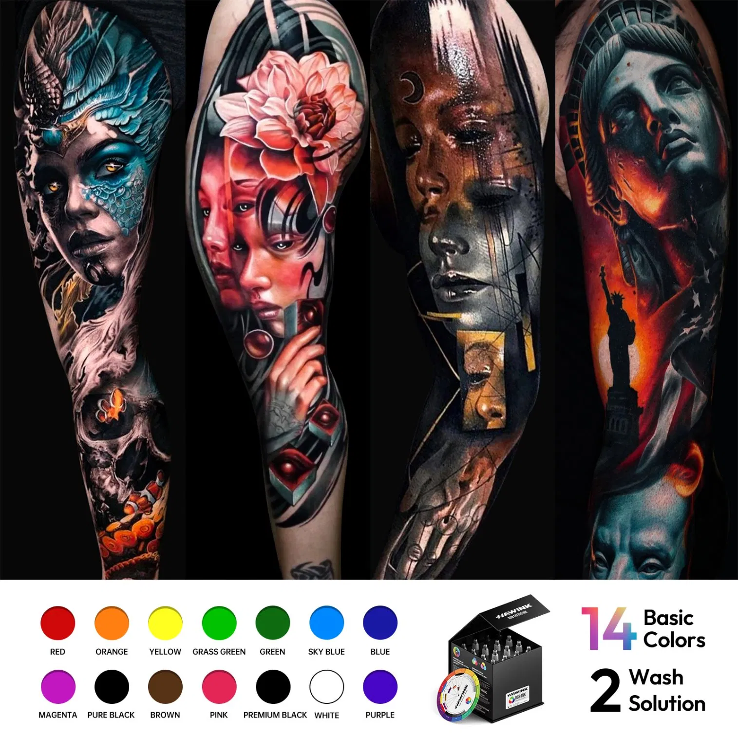 Hawink High Quality Body Tattoo Professional Tattoo Pigment Ink Sets