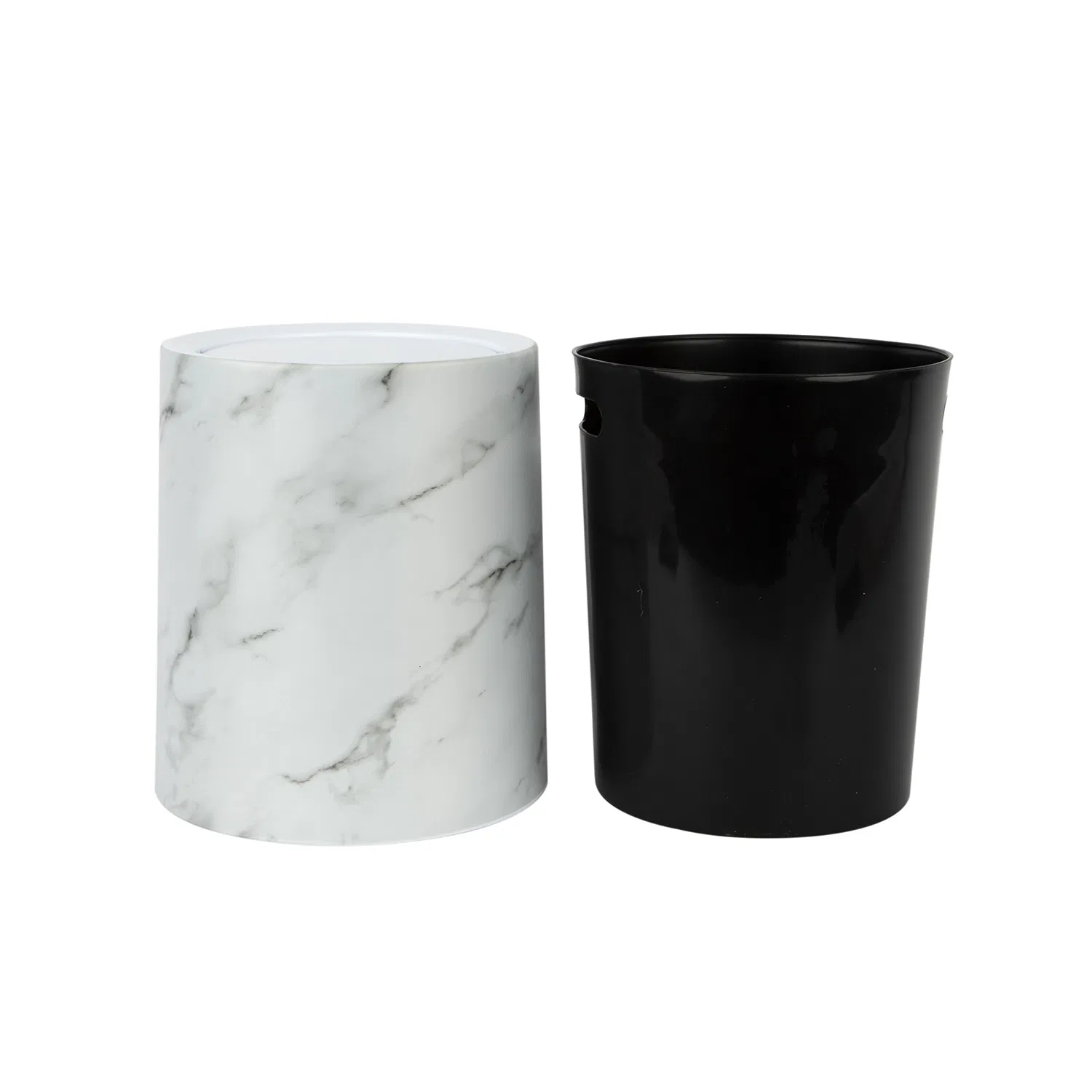 Large Circular Plastic Trash Can with Patterns and Sleeves Dustbin