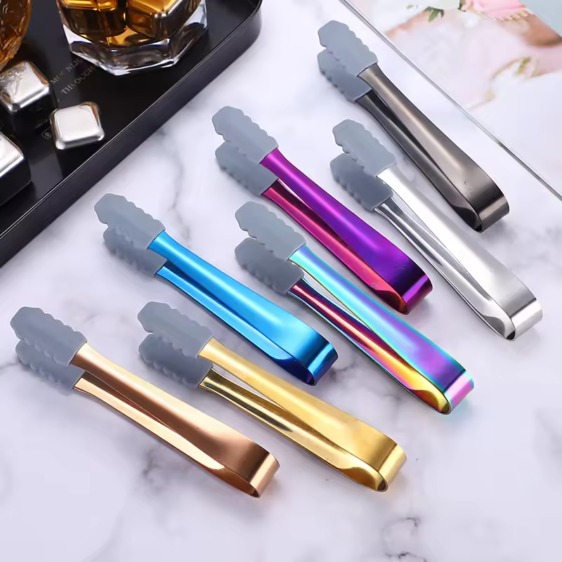 Kitchen Gadgets Bar Tools Stainless Steel Lemon Slice Sugar Bread Tong Ice Clip Ice Cube Food Tongs Silicone Tongs Kitchen