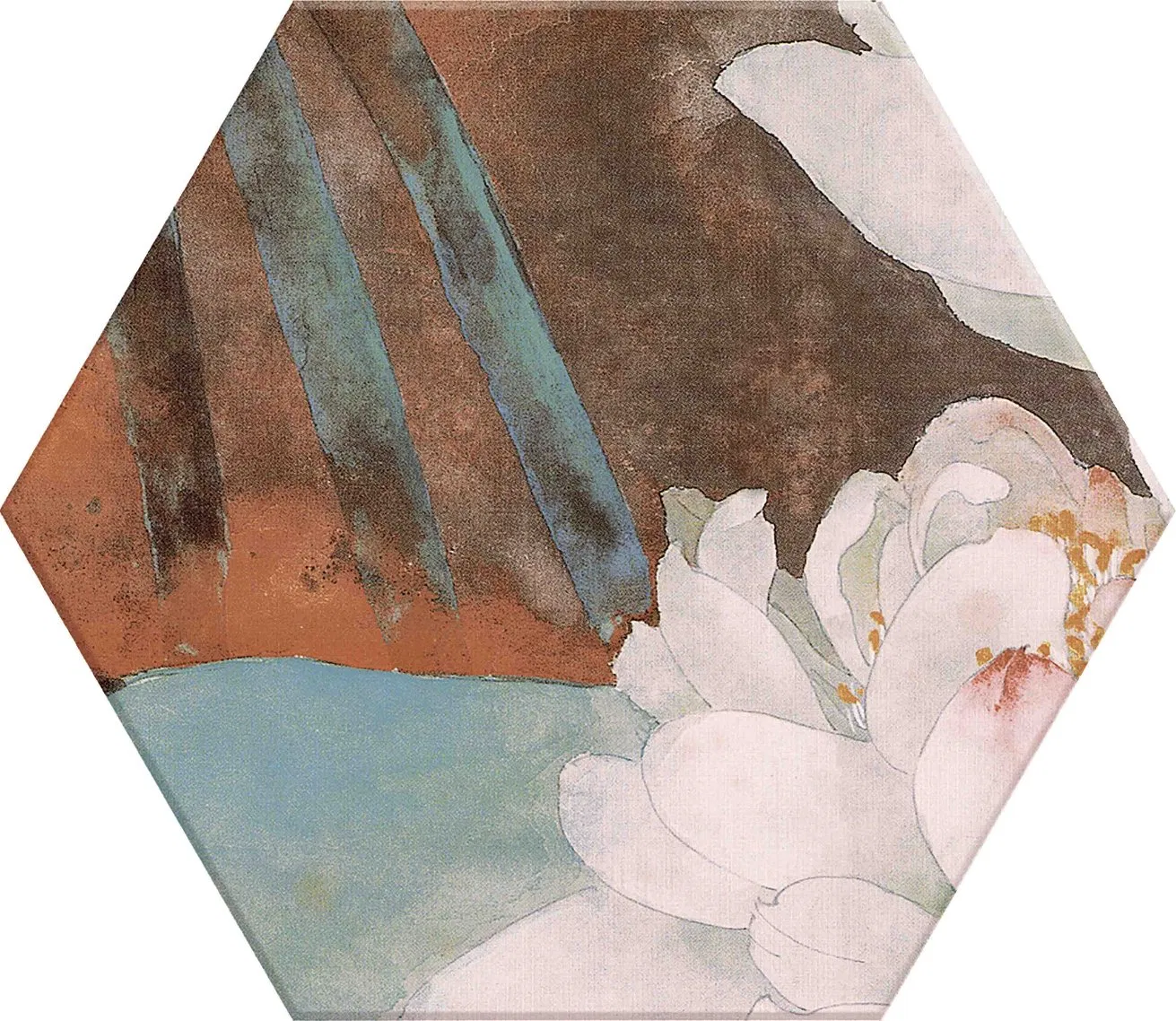 Home Decoration Weding Decoration Injected Flower Design Hexagon Ceramic Floor Tile