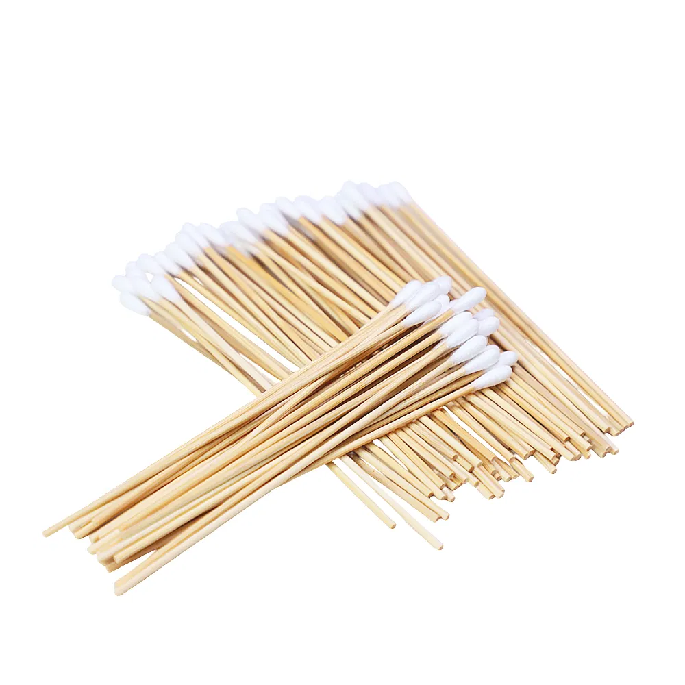 Wooden Cotton Bud Factory Wholesale Eco- Friendly Ear Cleaning Cotton Buds Bamboo Stick Swab