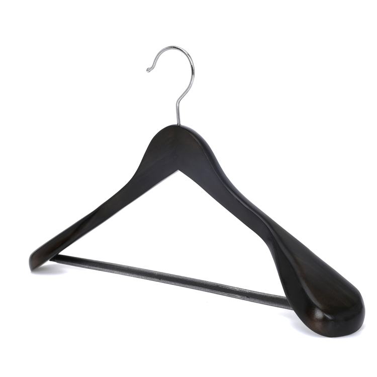 6 Pack Wide Shoulder Wooden Hangers with Non Slip Pants Bar Cherry Wood New Hot Sale Hanger