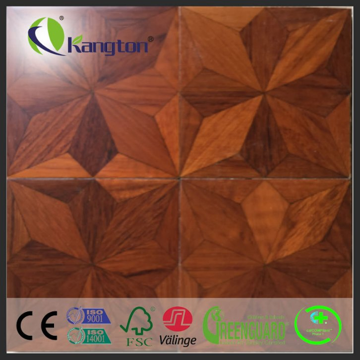 Luxury Popular Selling Art Parquet Wooden Flooring with Flower Look