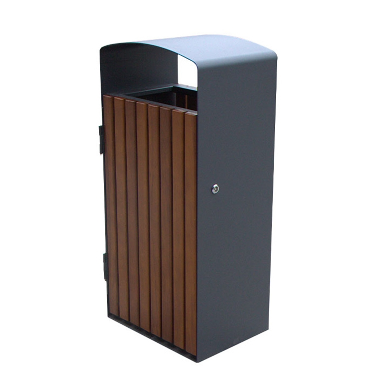 Outdoor Large Size Wooden Park Street Public Garbage Trash Waste Recycling Bin