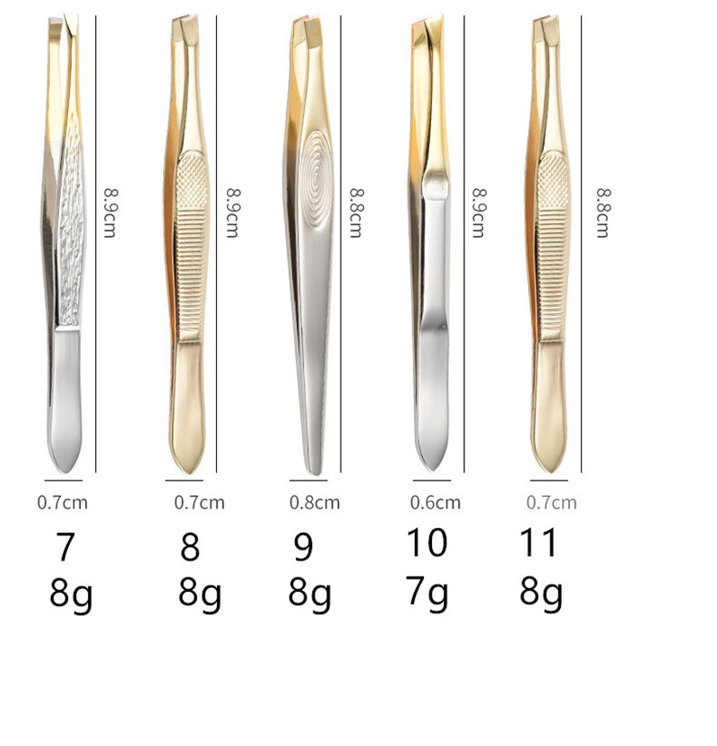 Custom Logo Eyebrow Hair Removal Beauty Tool Stainless Steel Slant Tip Tweezers