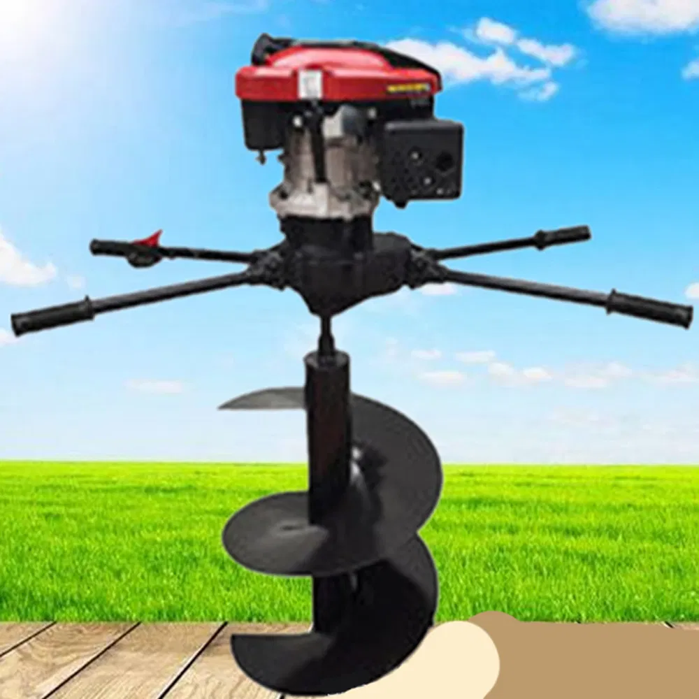 High Quality 4 Four Stroke 8HP 196cc Small Hand Push Walk Behind Digging Machine/Earth Auger with Trolley