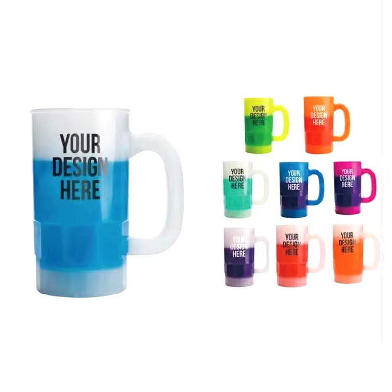 Stackable 14oz/20oz Promotional Gift Beer Glass Plastic Beer Stein Mug with Handles Hold