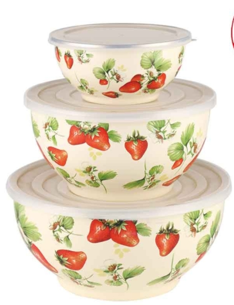 Three-Piece Set of Enamel Foot Bowls