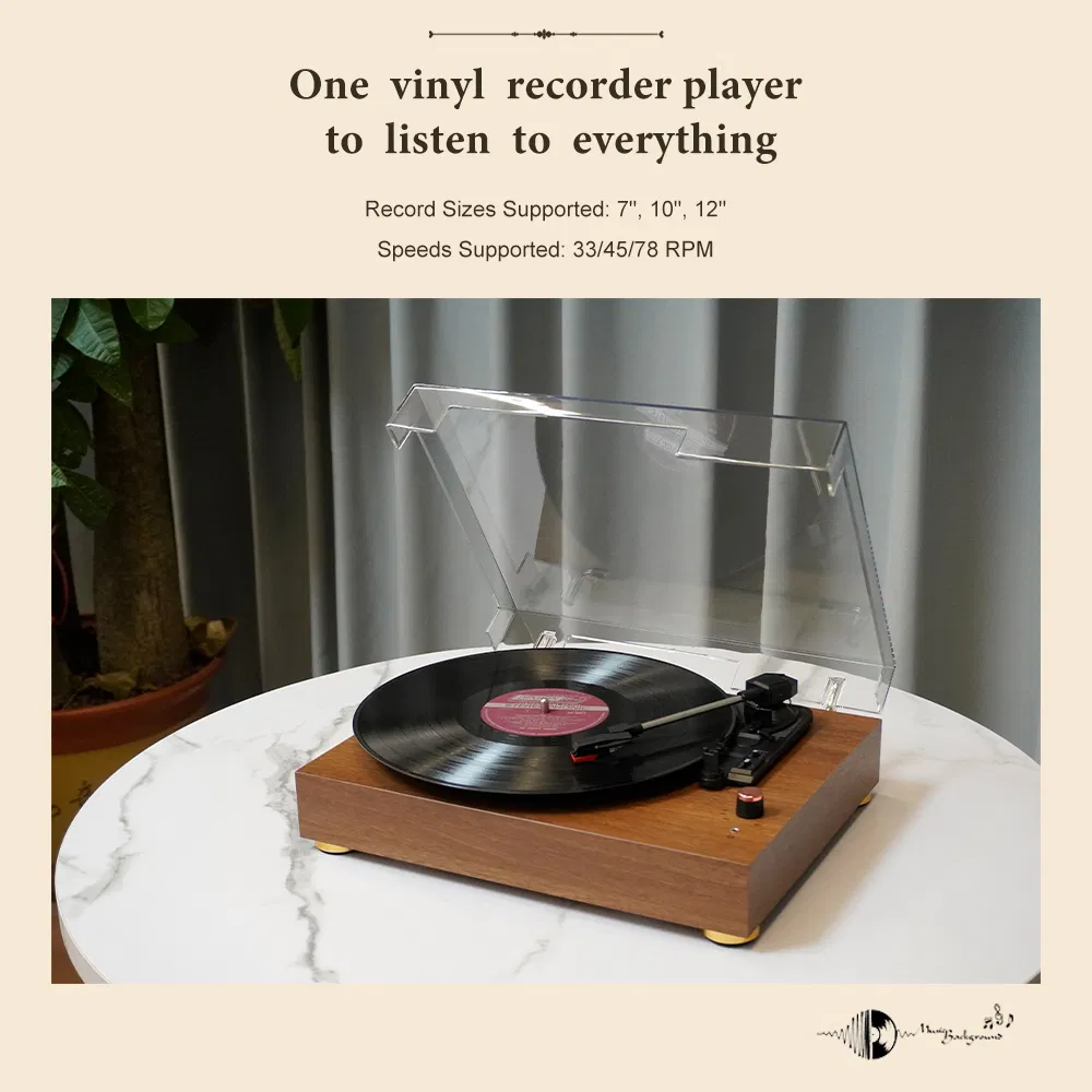 European High-End Wooden Antique Gramophone Turntable Wireless Bluetooth Vinyl Lp Record Turntable Player