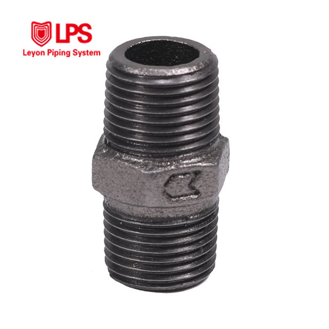 Leyon FM UL Fire Protection System Fire Fighting Fire Sprinkler System Pipe Fitting Black Hexagon Nipple
