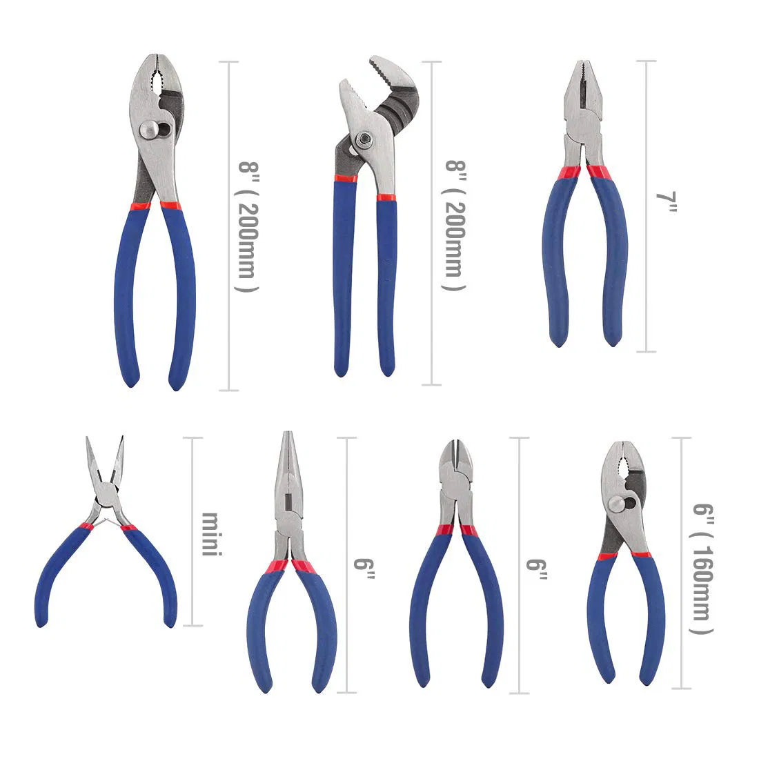 Pliers Set with Groove Joint Long Nose Slip Joint Linesman and Diagonal Pliers
