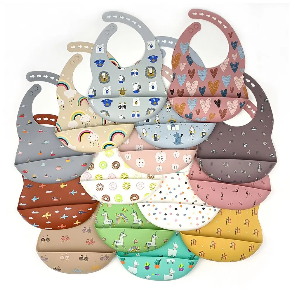 Personalized Design Custom Logo Silicone Baby Waterproof Bib Wholesale BPA Free Toddlers Bib