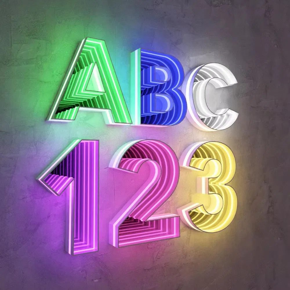 3D Abyss Mirror Neon Infinity LED Sign Custom Acrylic Glass Material for Home and Hotel KTV Track Letter Design