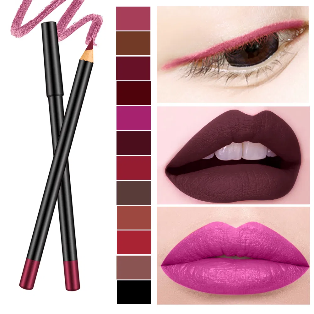 High Pigment 12 Color Vegan Creamy Wood Lip Liner Low MOQ Lipliner