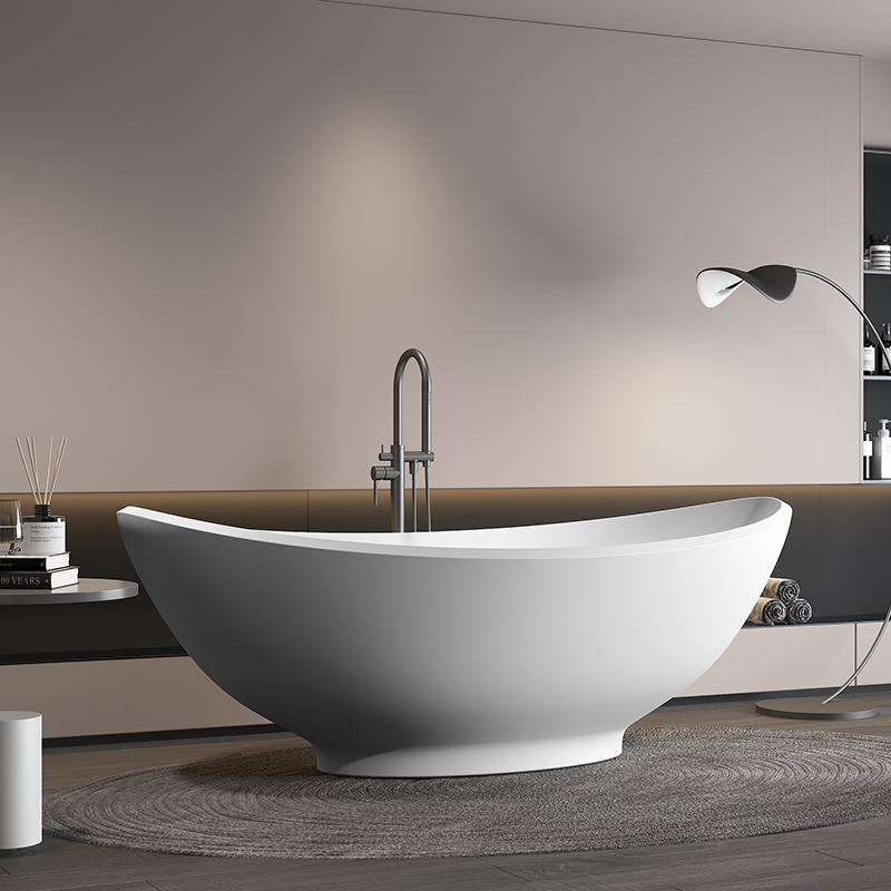 Designer Chic Artificial Stone Freestanding Walk-in Indoor SPA Bathtub for Contemporary Hotel and Resort