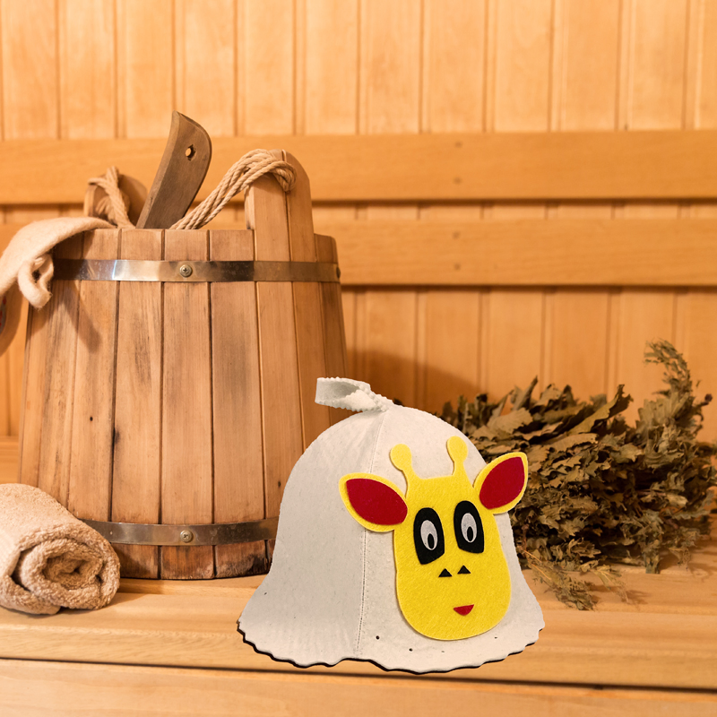Wool Felt Sauna Head Cover with Moisture-Wicking Liner