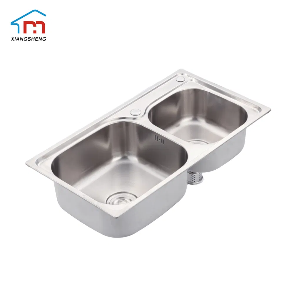 Xiangsheng Modern Style 77X42cm Stainless Steel Sink Double Bowl Sink