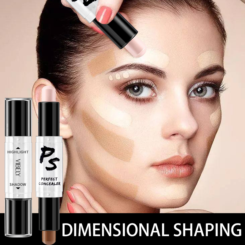 Face Makeup Waterproof Lasting Double Head Contouring Shadow Highlighter Concealer Stick