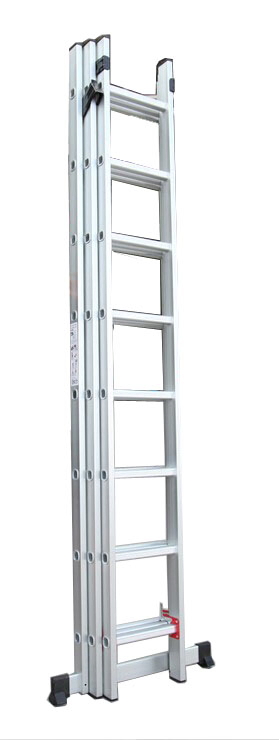 Silver White Single-Side Grooved Rail Extension Ladder