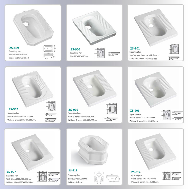 Small Bathroom Squatting Pan Toilet Ceramic Wc with Marble Made in China Victory Toilet Wc Pan