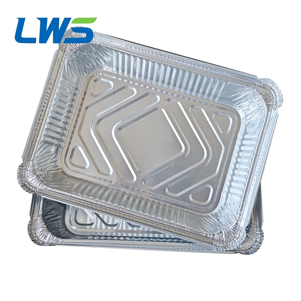 1100ml Disposable Fast Food Packaging Aluminum Foil Baking Pan with Paper Lid