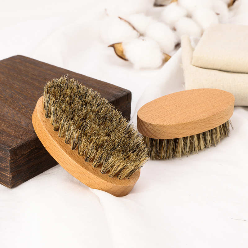 Men's Facial Cleanser Beard Brush Soft Bristle Pig's Mane Facial Cleanser Brush Wooden
