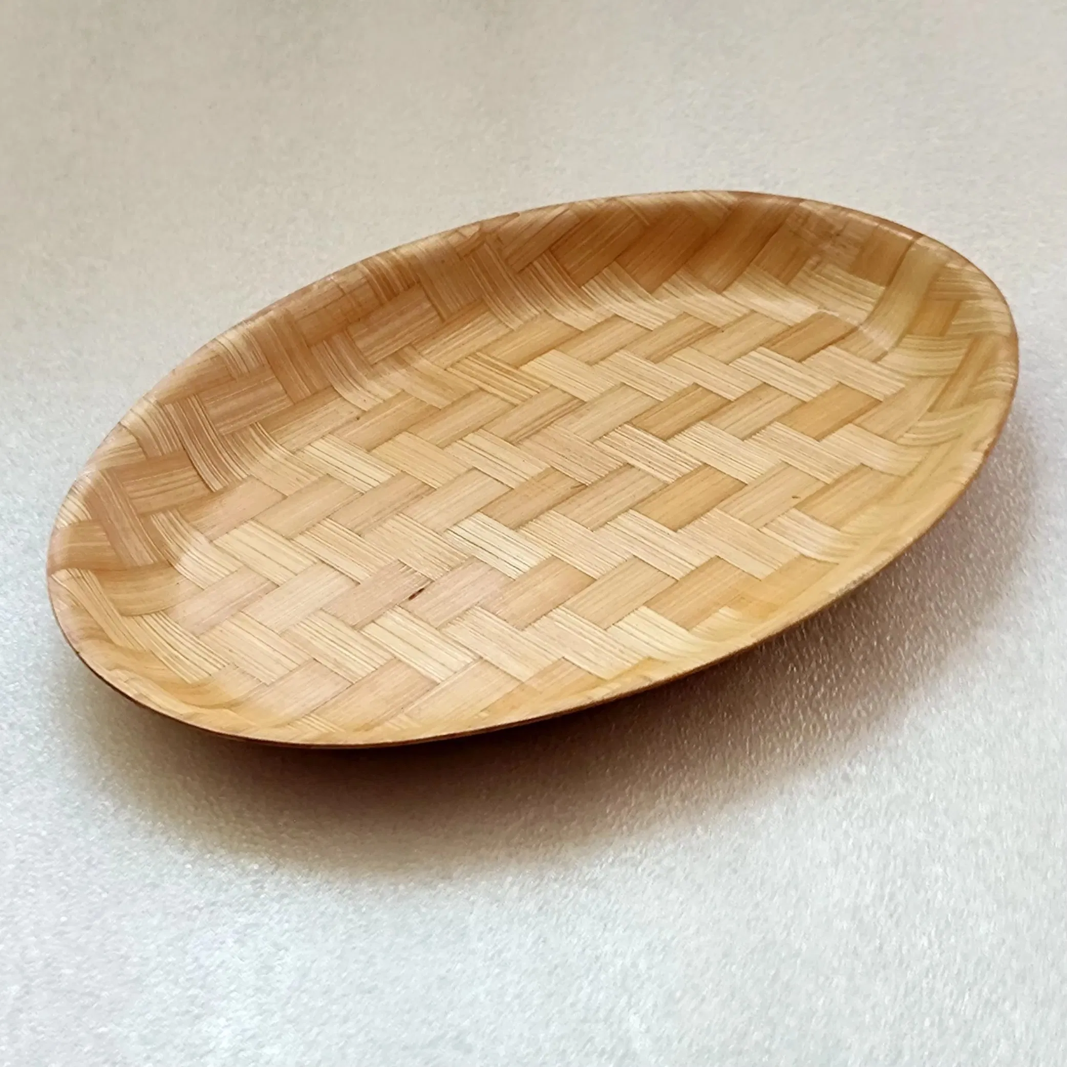 Oval Dish Bamboo Weaving Salad Plate Tray