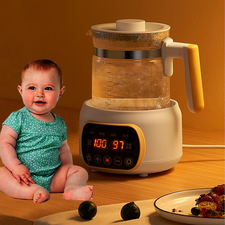 1.3L Precise Temperature Control Household Milk Warm Disinfection Smart Glass Electric Kettle for Baby Milk Modulator