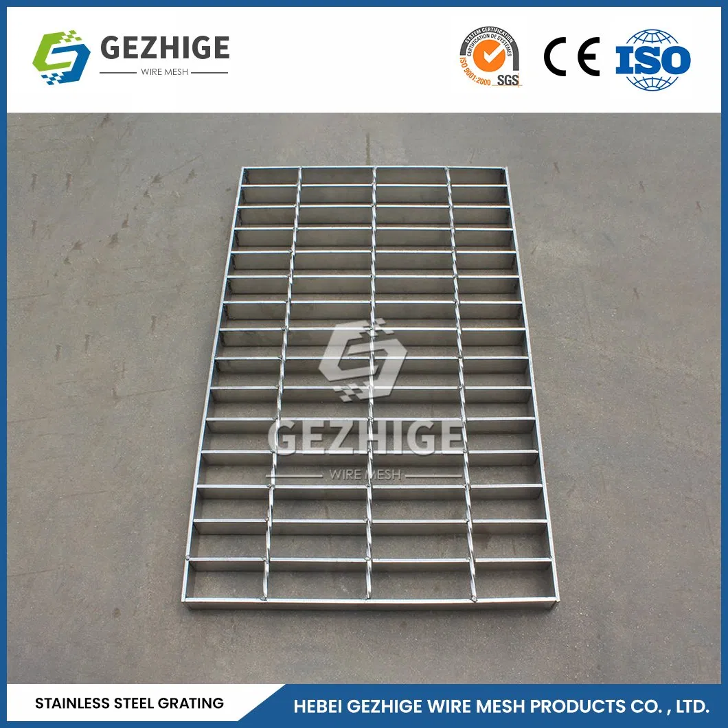 Gezhige Stainless Steel Drain Grate Outdoor Factory Construction Material Ss Steel Grating China 60 80mm Bearing Bar Pitch Heavy Duty Stainless Steel Grating