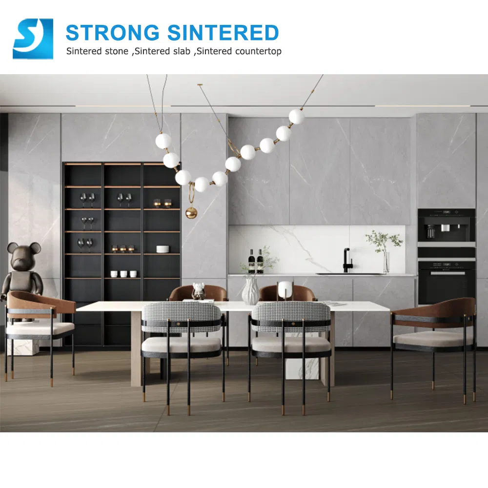 Customizable Wear-Resistant Marble Vein Grey Material Countertops/Vanity/Office Table Porcelain Slab