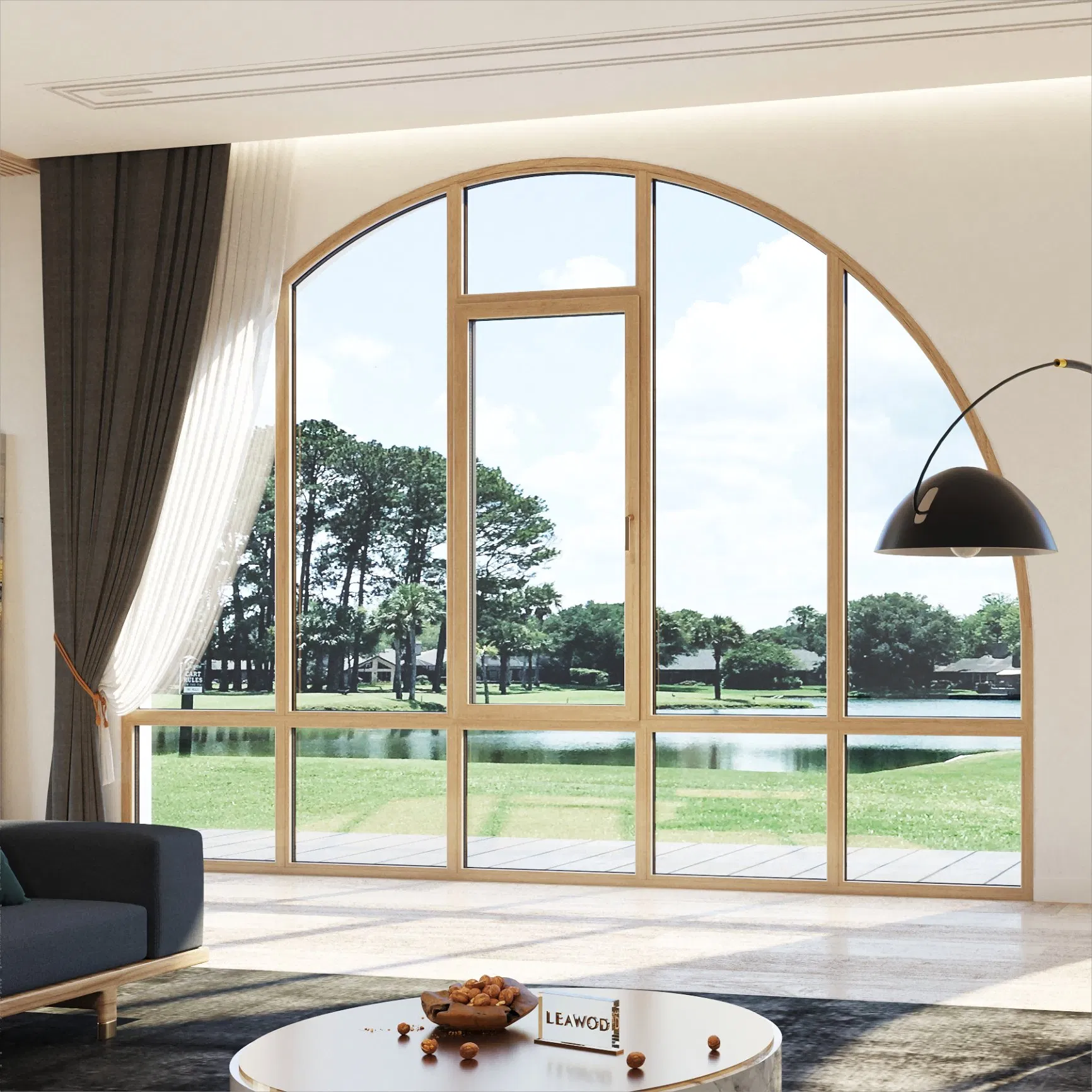 Hot Design Broken Bridge Aluminum Wood Casement Window with Triple Glazing