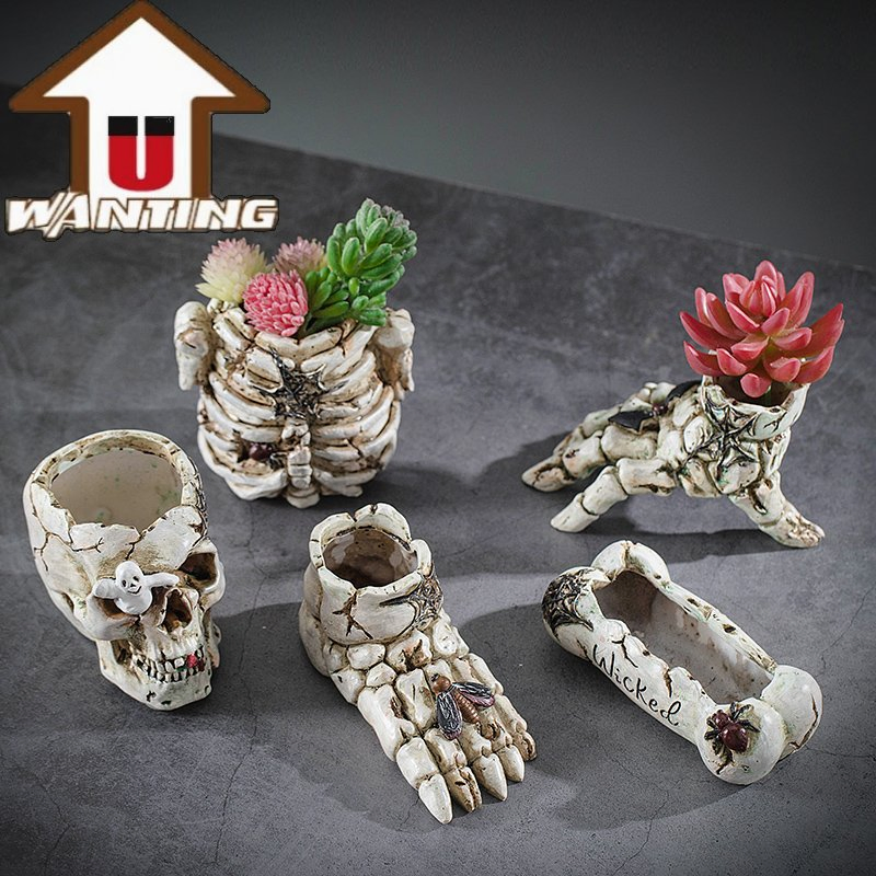 Handmade Garden Decoration Potted Creative Bone Shape Statue Flower Pot Decor Gift