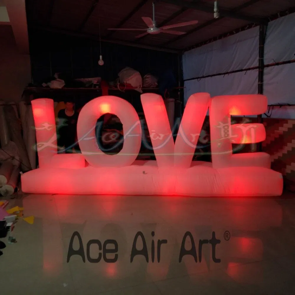 Romantic Giant Inflatable Love Letter with LED Lights for Wedding Party Event Stage Valentine's Day Decoration
