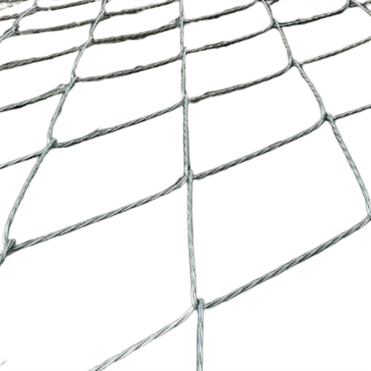 China Export Hand-Woven Knotted Type Stainless Steel Rope Mesh Rockfall Protection Mesh
