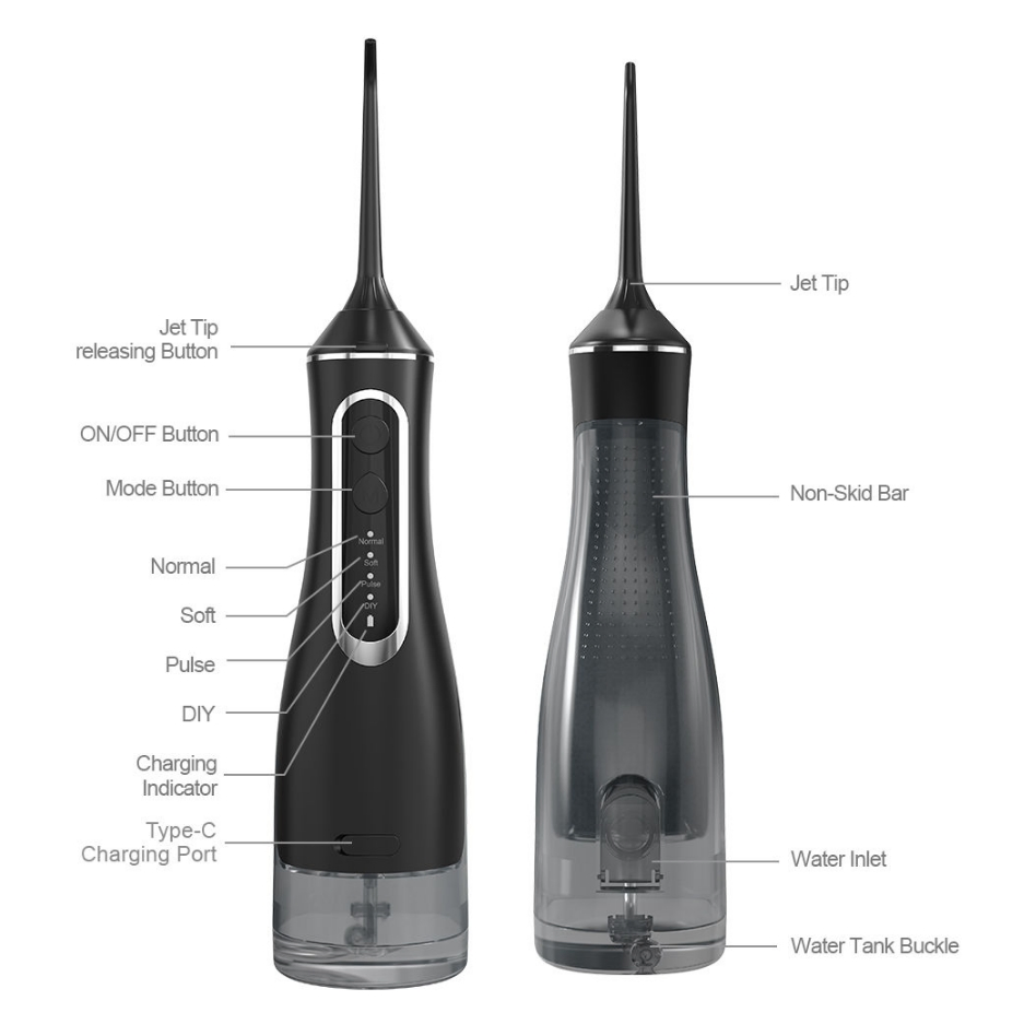 Portable USB Rechargeable Oral Irrigator Detachable Electric Oral Care Water Dental Flosser