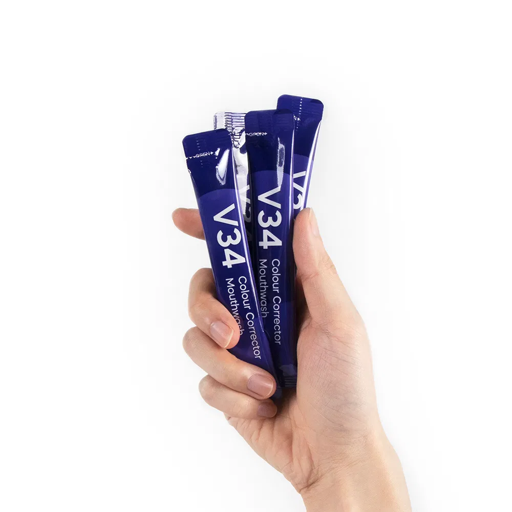 Glorysmile Hot Selling V34 Colour Corrector Mouthwash Purple Liquid Mouthwash Pulling Packet for Fresh Breath