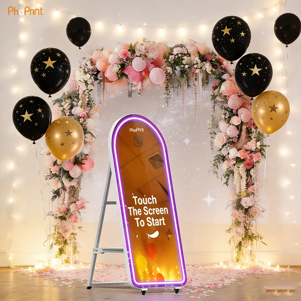 Magic Mirror Photo Booth with Printer Camera Mirror Photobooth Machine for Party Events Selfie Photo Mirror Booth