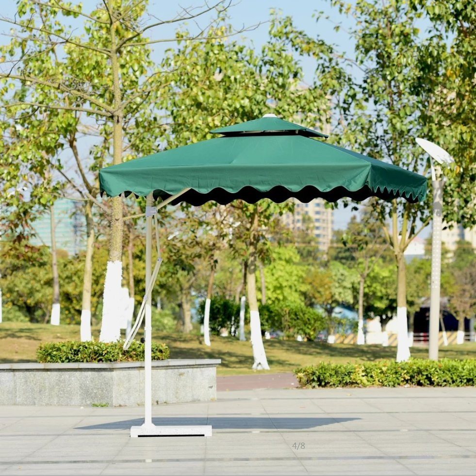 Excellent Big Outdoor Side Pole Roma Garden Umbrella Double Top