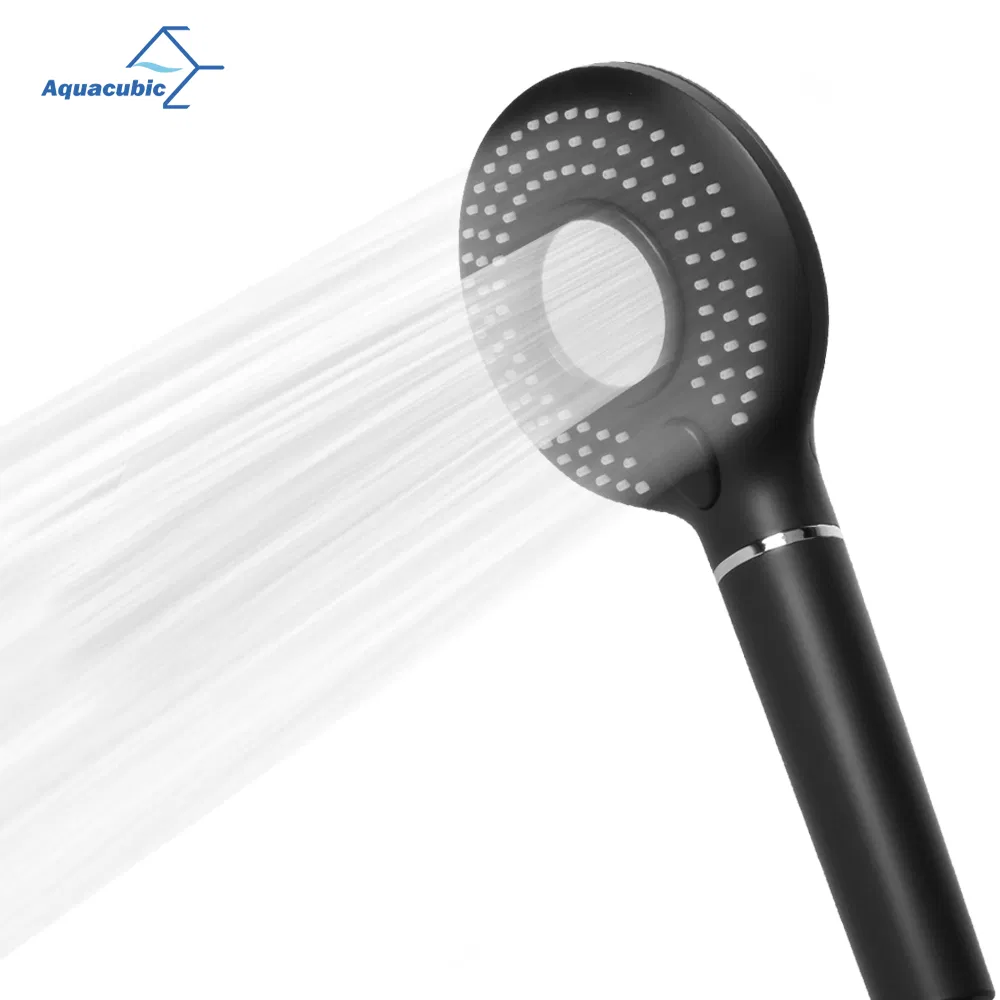Aquacubic Black Shower Head Handheld High Pressure Water Saving 3 Modes Adjustable Filter Showerhead