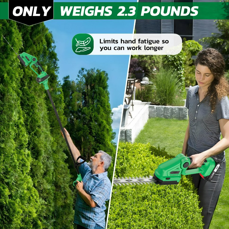 20V Cordless Hedge Trimmer with Long Pole, 2 in 1 Hedge Trimmer, Support OEM/ODM