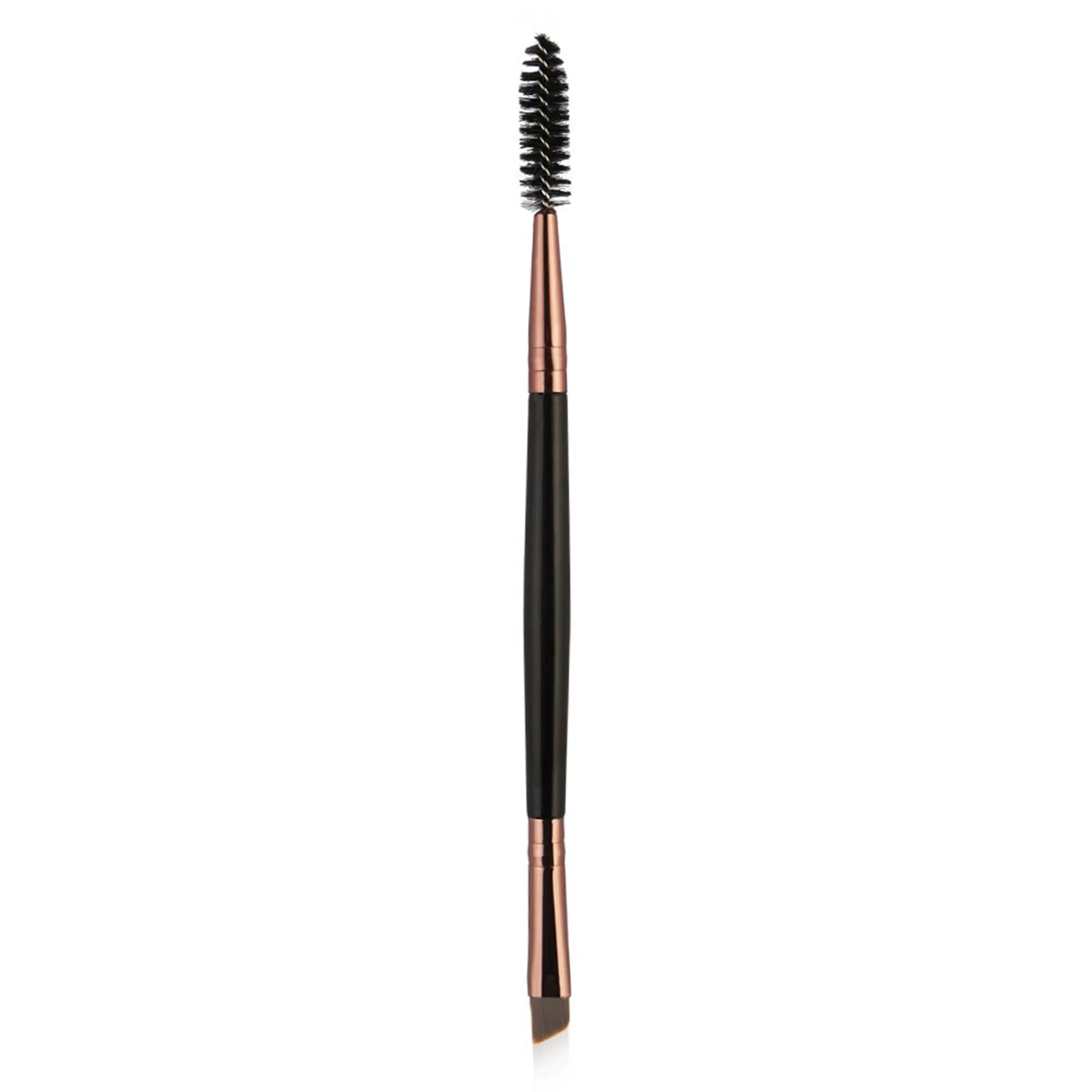 Professional Double-Ended Angled Eye Brow Brush and Spoolie Brush (Black) Eyebrow Brush
