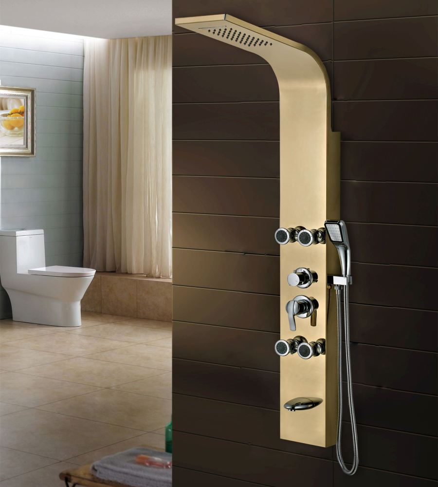 Rainfall Waterfall Head Shower Panel Tower System Rain Massage System with Body Jets Hand Shower