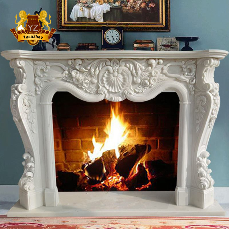 China Factory Handmade Carved Natural Stone Marble Fireplace Mantel for Home Decoration