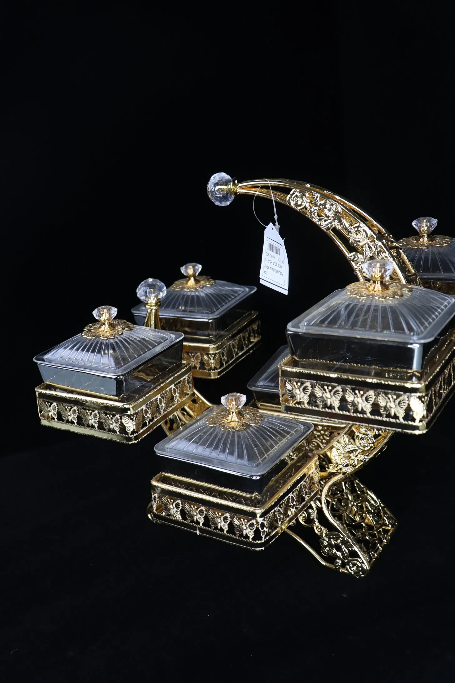 Elegant Glass Jar and Gold-Plated Iron Candy Bowl Decor Set