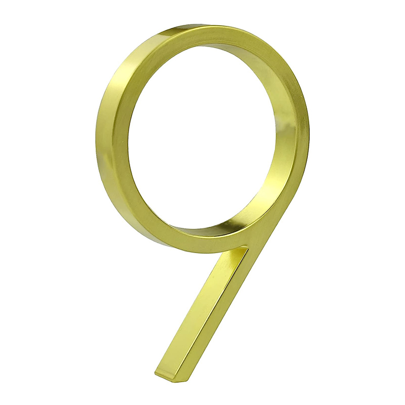 Modern Floating 3D House Number Gold