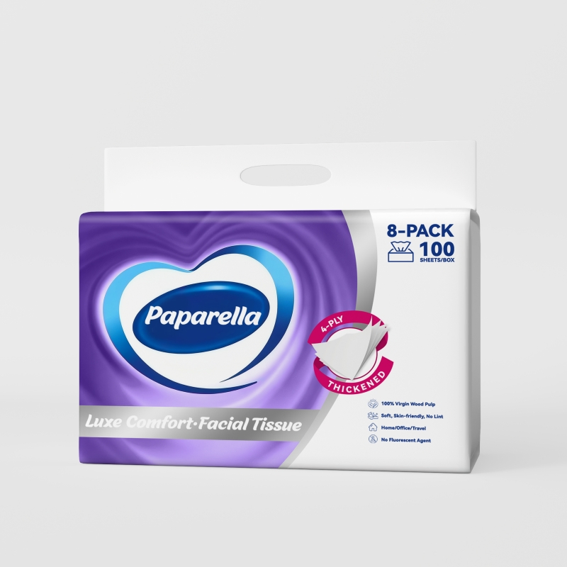 100% Wood Pulp Custom Logo Face Tissue Paper Soft Facial Tissues Soft Pack Economical and Premium Quality