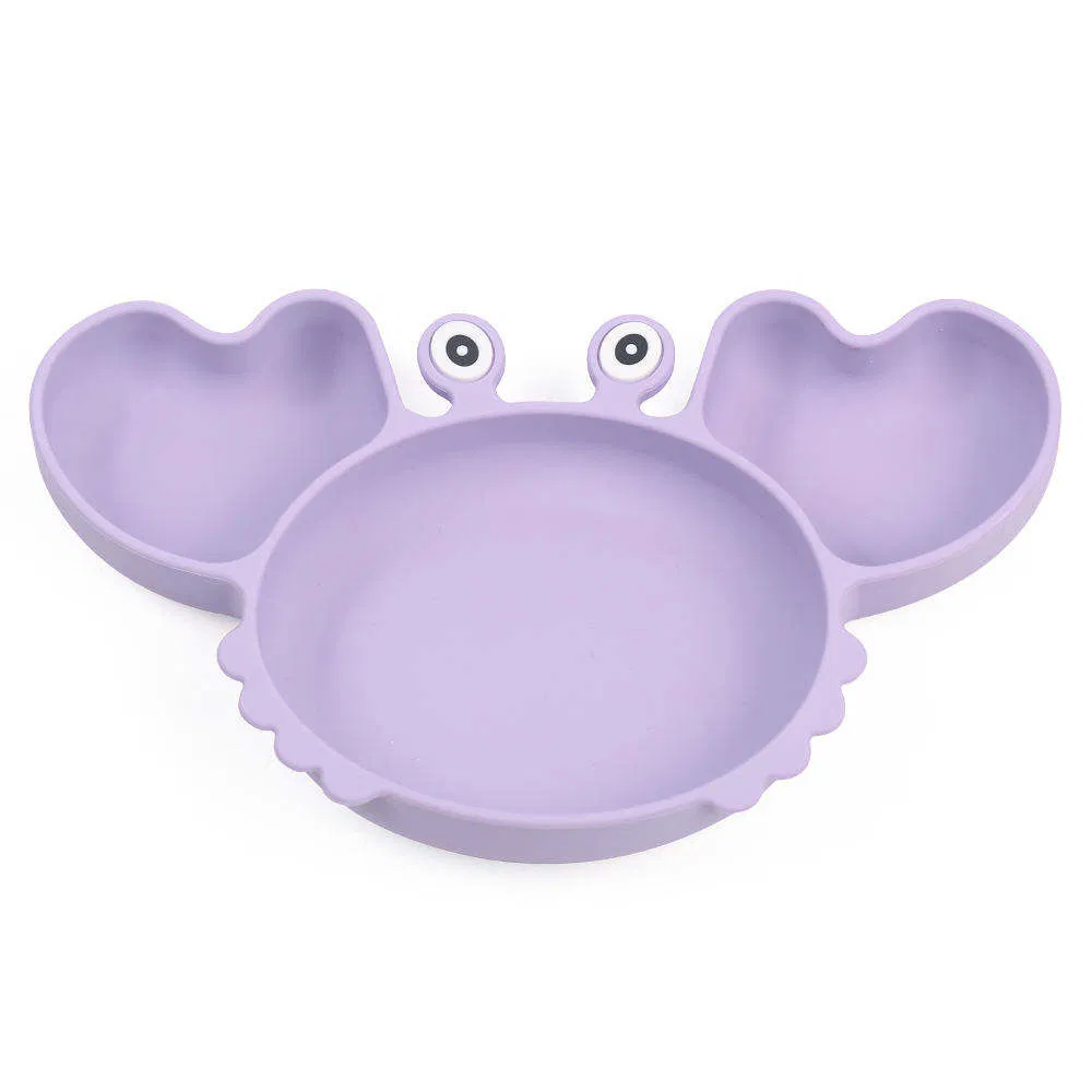 265*157*30 mm Divided Silicone Baby Feeding Nursing Kids Suction Crab Container