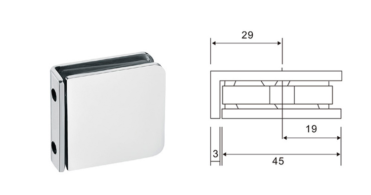 Bathroom Hardware Fitting Zinc Alloy Connecting Glass Door Clamp