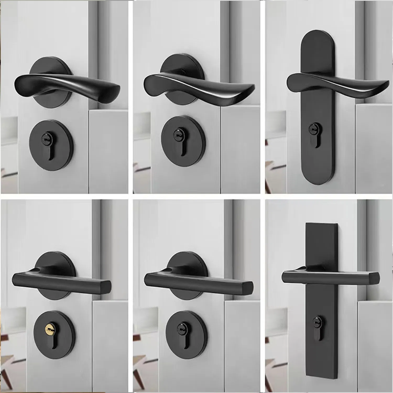 Furniture Hardware Black Drop Shape Interior Door Handle Door Accessories Security Lock Door