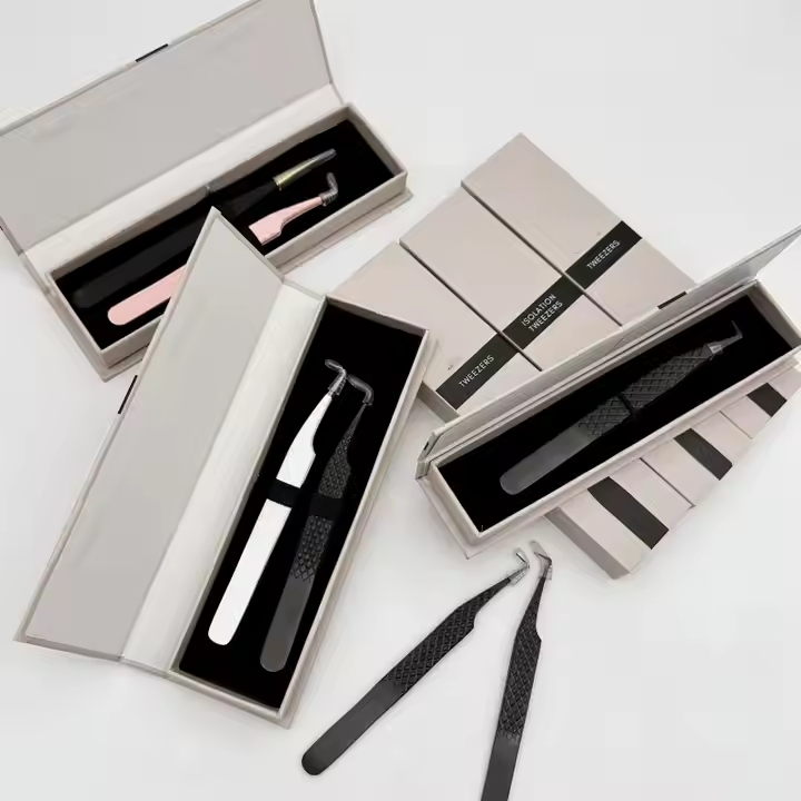 45 75 Degree Private Strong Hold Tweezer Fiber Tip Custom Tweezers for Eyelash Extension